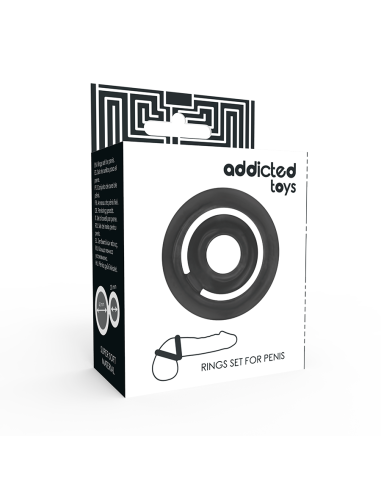 Addicted toys - potenz set anillos pene negro