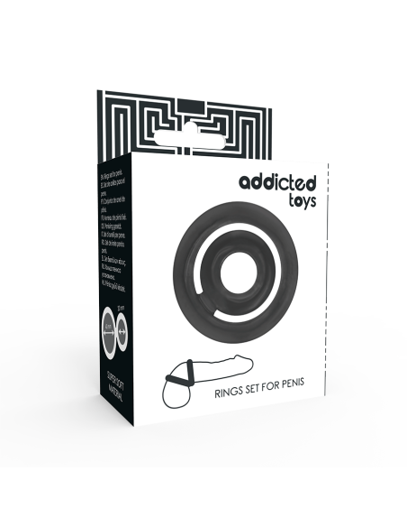 Addicted toys - potenz set anillos pene negro