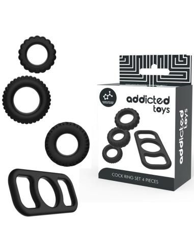 Addicted toys - set 4 anillos silicona para el pene