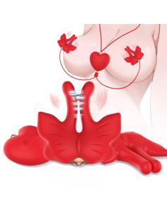 Armony - pinzas para pezones magnÉtica con vibraciÓn forma mariposa rojo 2