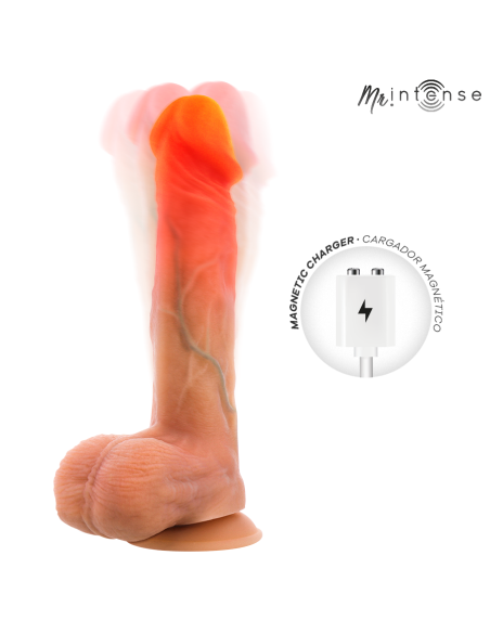 Mr intense - logan dildo vibrador silicona con efecto calor y control remoto 20 cm -Ø- 4.1 cm