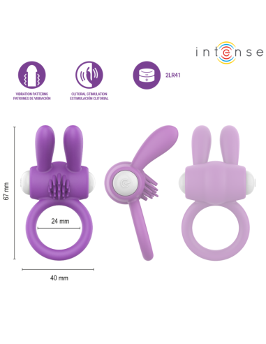 Intense - hopps anillo para pene vibrador con estimulaciÓn clitoriana morado