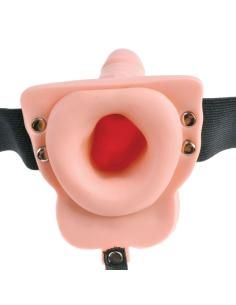 Fetish fantasy series - arnÉs ajustable control remoto pene realÍstico con testÍculos recargable y vibrador 15 cm