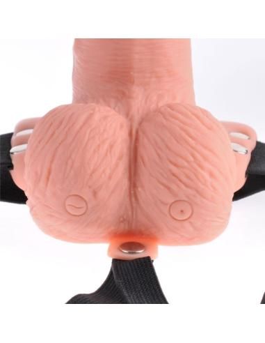 Fetish fantasy series - arnÉs ajustable control remoto pene realÍstico con testÍculos recargable y vibrador 15 cm