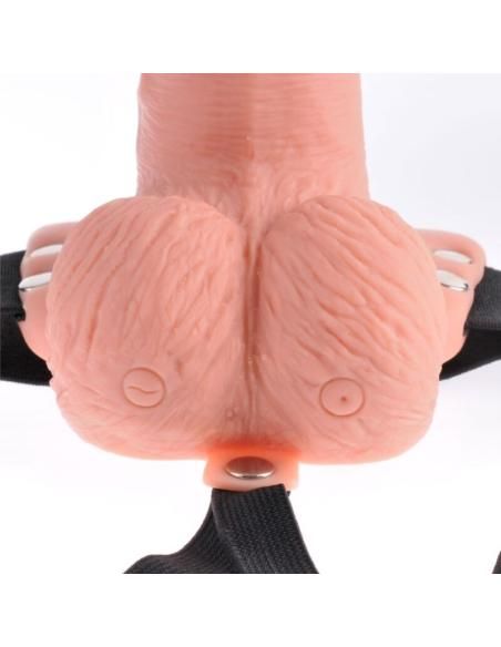 Fetish fantasy series - arnÉs ajustable control remoto pene realÍstico con testÍculos recargable y vibrador 15 cm