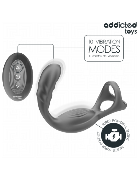 Addicted toys - anillo doble vibrador prostÁtico control remoto