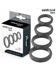 Addicted toys - set anillos pene texturizados 4 tamaÑos