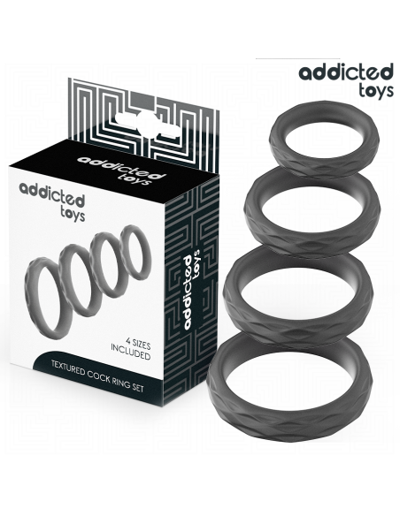 Addicted toys - set anillos pene texturizados 4 tamaÑos