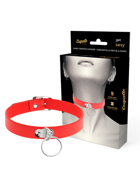 Coquette chic desire - collar cuero vegano rojo accesorio woman fetish