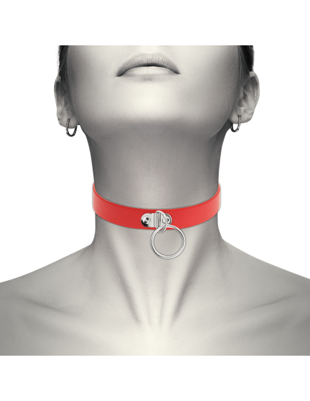 Coquette chic desire - collar cuero vegano rojo accesorio woman fetish