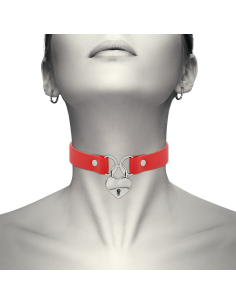 Coquette chic desire - collar cuero vegano rojo accesorio corazÓn con llave 2