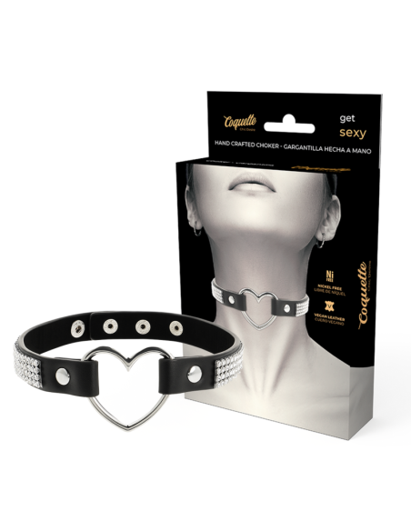 Coquette chic desire - choker cuero vegano corazon