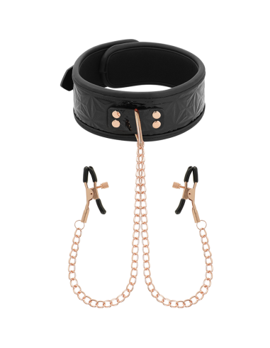 Begme - black edition collar con cadenas y pinzas pezones con forro de neopreno