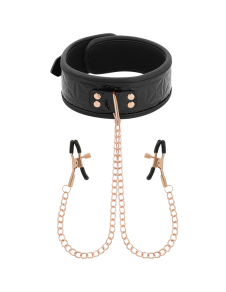 Begme - black edition collar con cadenas y pinzas pezones con forro de neopreno