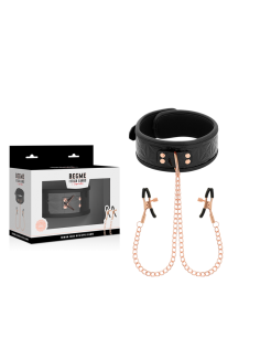 Begme - black edition collar con cadenas y pinzas pezones con forro de neopreno 2