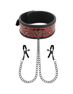 Begme - red edition collar con cadenas y pinzas pezones con forro de neopreno