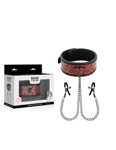 Begme - red edition collar con cadenas y pinzas pezones con forro de neopreno 2