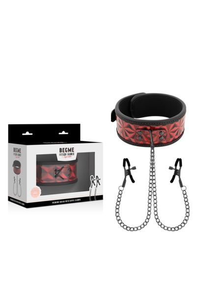 Begme - red edition collar con cadenas y pinzas pezones con forro de neopreno