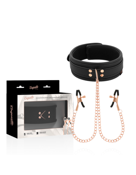 Coquette chic desire - fantasy collar con pinzas pezones con forro de neopreno
