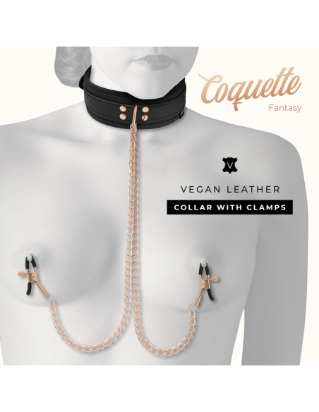 Coquette chic desire - fantasy collar con pinzas pezones con forro de neopreno