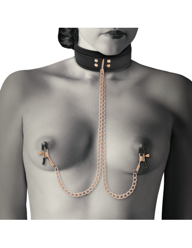 Coquette chic desire - fantasy collar con pinzas pezones con forro de neopreno
