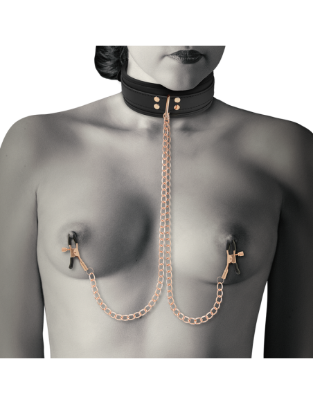 Coquette chic desire - fantasy collar con pinzas pezones con forro de neopreno