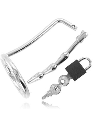 Metal hard - anillo testÍculos con plug uretra castidad
