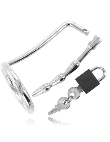 Metal hard - anillo testÍculos con plug uretra castidad