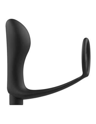 Addicted toys - anilla pene con plug anal control remoto negro recargable