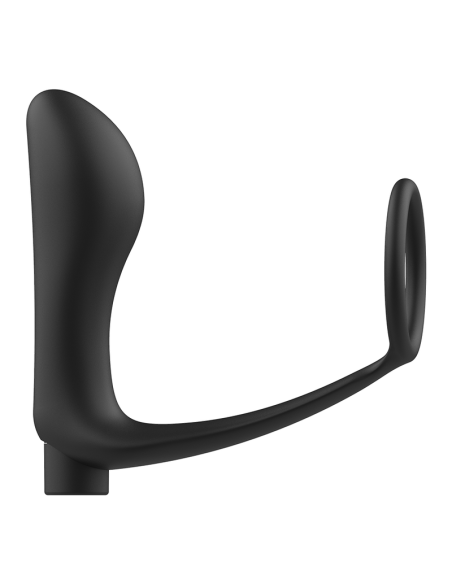 Addicted toys - anilla pene con plug anal control remoto negro recargable