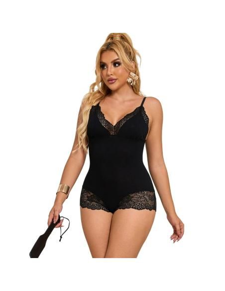 Subblime - teddy detalle encaje floral negro l/xl