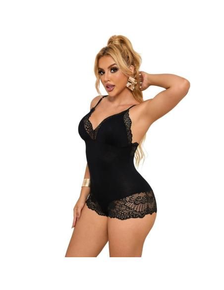 Subblime - teddy detalle encaje floral negro l/xl