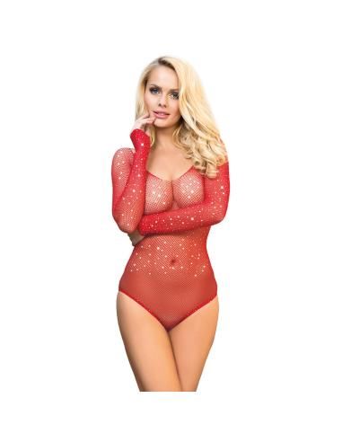 Subblime - 952303 body de rejilla brillante con hombros descubiertos manga larga rojo talla Única