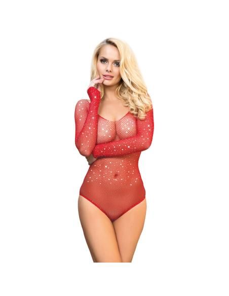 Subblime - 952303 body de rejilla brillante con hombros descubiertos manga larga rojo talla Única