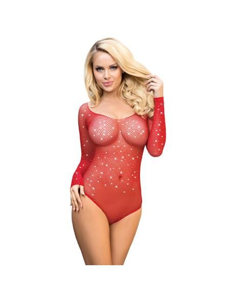 Subblime - 952303 body de rejilla brillante con hombros descubiertos manga larga rojo talla Única