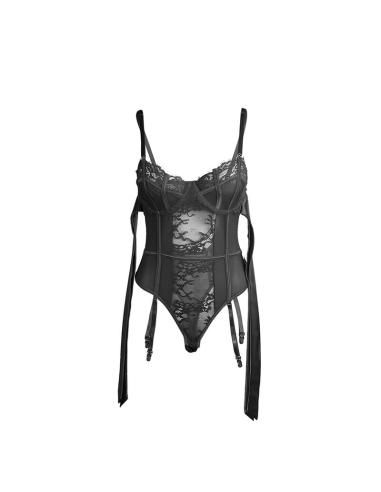 Subblime - 955496 body de encaje con lazos y ligas negro s/m