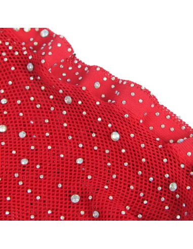 Subblime - 952181 bodystocking de rejilla con guantes y diamantes rojo talla Única