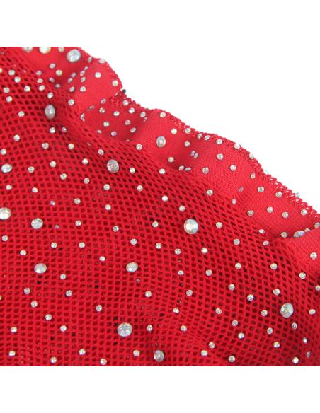 Subblime - 952181 bodystocking de rejilla con guantes y diamantes rojo talla Única