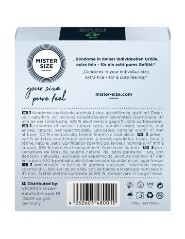 Mister size - preservativos talla xs 47 mm (3 unidades)