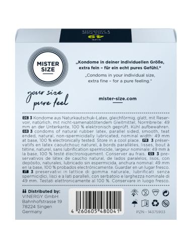 Mister size - preservativos talla s 49 mm (3 unidades)