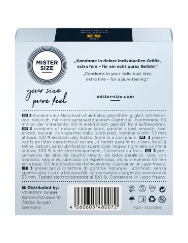 Mister size - preservativos talla m 53 mm (3 unidades)