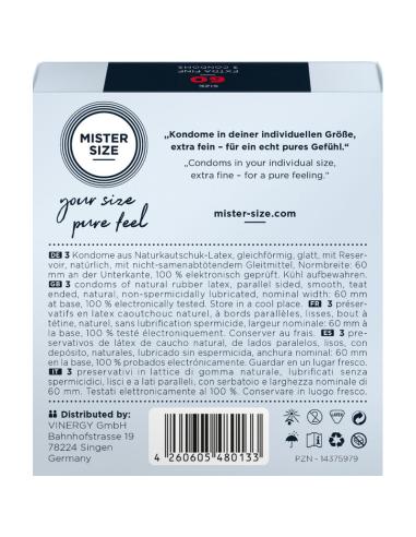 Mister size - preservativos talla xl 60 mm (3 unidades)
