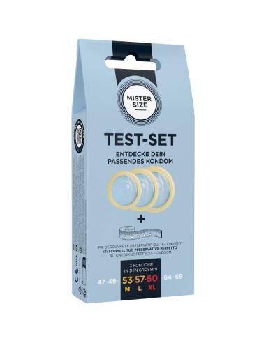 Mister size - test set 3 preservativos diferentes tallas + cinta mÉtrica