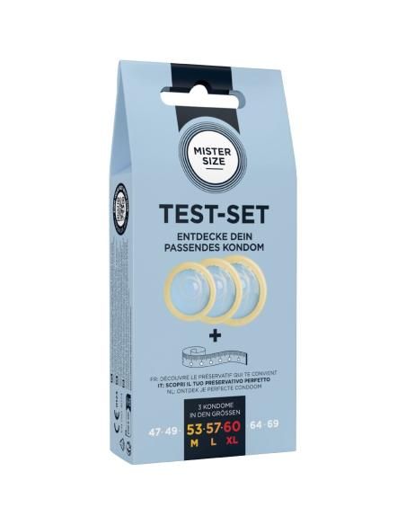 Mister size - test set 3 preservativos diferentes tallas + cinta mÉtrica
