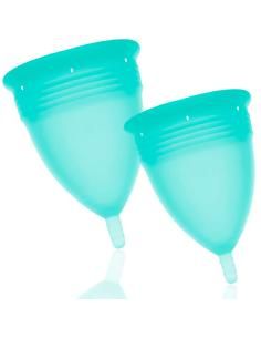 Stercup - pack copa menstrual silicona fda talla s + l aquamarina