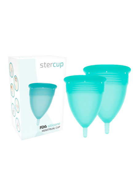 Stercup - pack copa menstrual silicona fda talla s + l aquamarina