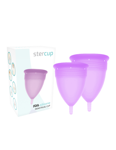 Stercup - pack copa menstrual silicona fda talla s + l lila