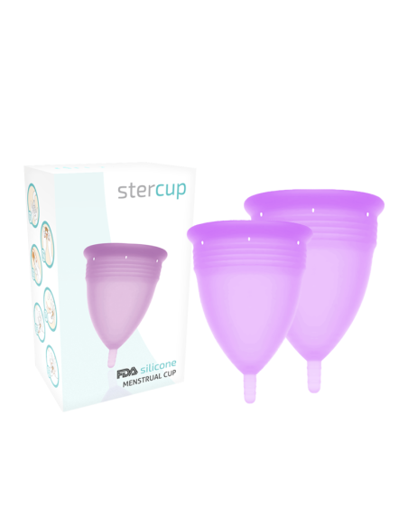 Stercup - pack copa menstrual silicona fda talla s + l lila