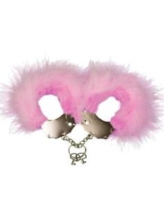 Adrien lastic - esposas metal con plumas rosa