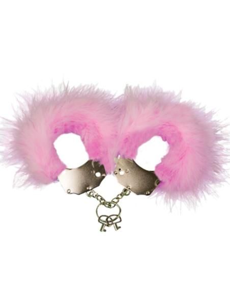 Adrien lastic - esposas metal con plumas rosa